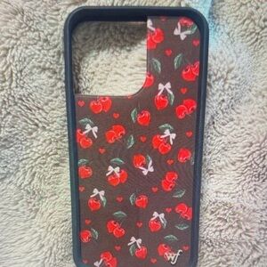 Cherry Pattern Phone Case - Black and Red iPhone 15 Pro Max